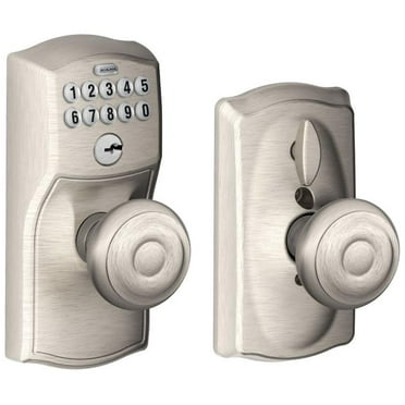Schlage FE595 CAM 619 GEO Camelot Keypad Entry with Flex-Lock and Georgian Style Knobs, Satin Nickel