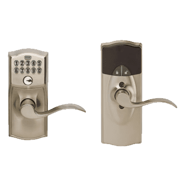 Schlage FE595CAM619ACC FE595 Camelot Keypad with Accent Lever, Satin Nickel