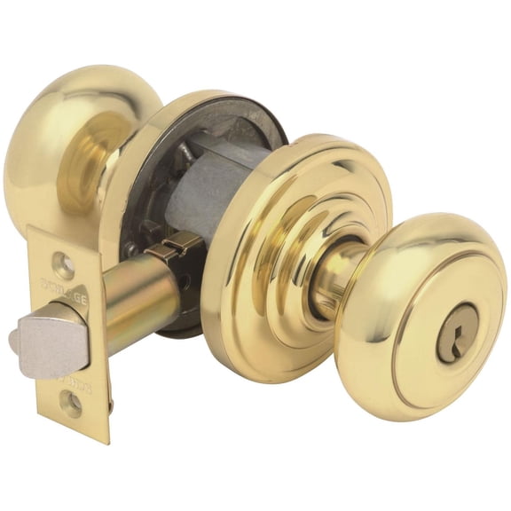 Schlage F51A Andover With Andover Rose Keyed Entry Lock C Keyway with 16211 Latch 10063 Strike Bright Brass Finish
