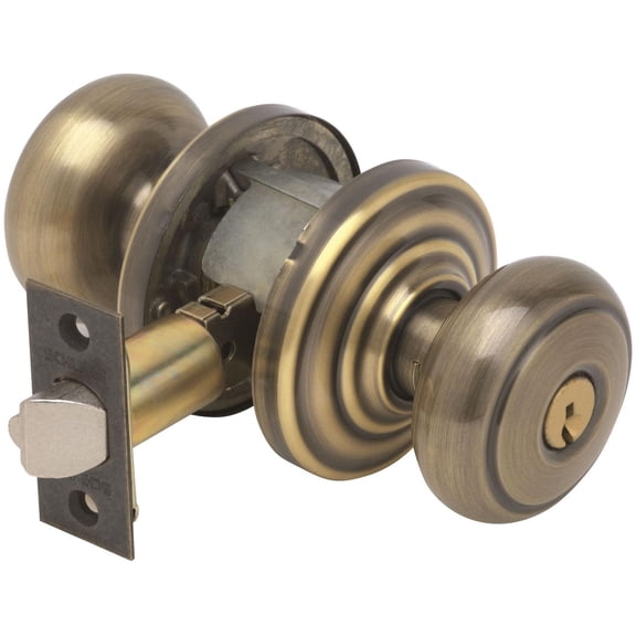 Schlage F51AAND609AND Andover Keyed Entry Single Cylinder Door Knob Set - Brass