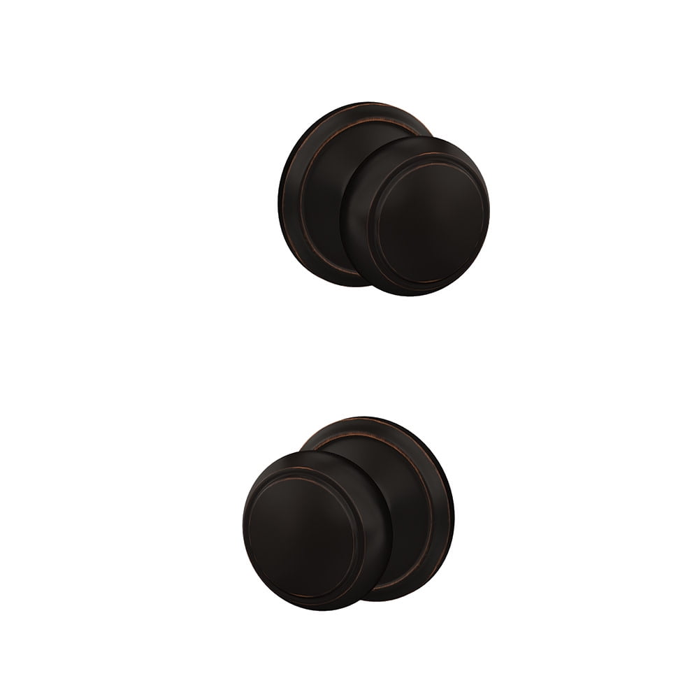 Schlage FC172AND716ALD Custom Andover Non-Turning Two-Sided Dummy Door Knob Set - Bronze