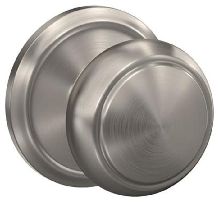 Schlage FC172AND619ALD Custom Andover Non-Turning Two-Sided Dummy Door Knob Set - Nickel