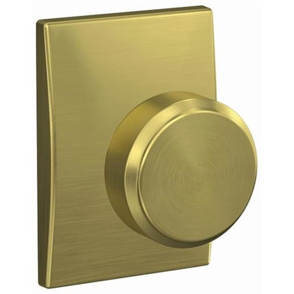 Schlage FC172BWE608CEN Custom Bowery Non-Turning Two-Sided Dummy Door Knob Set - Brass