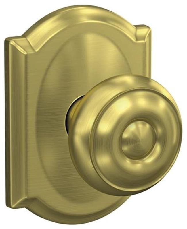 Schlage FC172GEO608CAM Custom Georgian Non-Turning Two-Sided Dummy Door Knob Set - Brass