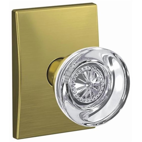 Schlage FC172HOB608CEN Custom Hobson Non-Turning Two-Sided Dummy Door Knob Set - Brass