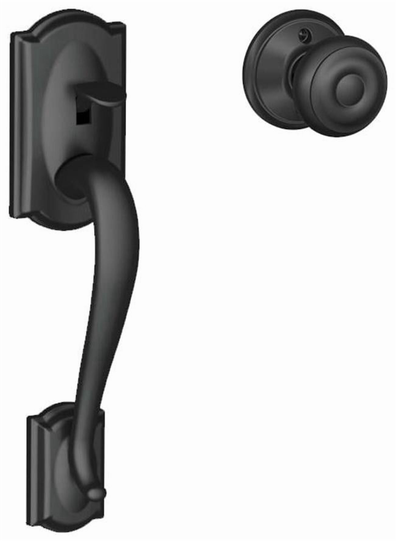 Schlage FE285CAM622GEO Camelot Lower Handleset Featuring The Georgian Knob For Use - Black