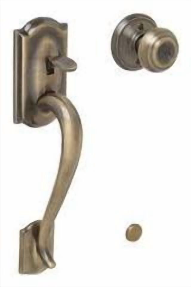 Schlage FE285CAM609GEO Camelot Lower Handleset Featuring The Georgian Knob For Use - Brass