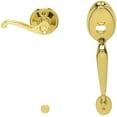 thumbnail image 1 of Schlage FE285 Plymouth By Flair Right Hand Bottom Half Handleset with 16080 Latch and 10063 Strike Lifetime Brass Finish, 1 of 5