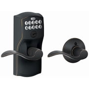 SCHLAGE FE575 CAM 716 ACC Camelot Keypad Entry with Auto-Lock and Accent Levers, Aged Bronze