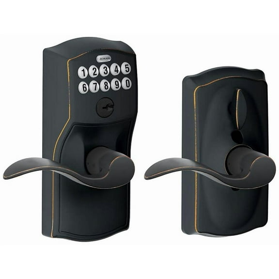 Schlage FE695 CAM 716 ACC Touch Camelot Accent Lever Electronic Keyless Entry Lock Aged Bronze