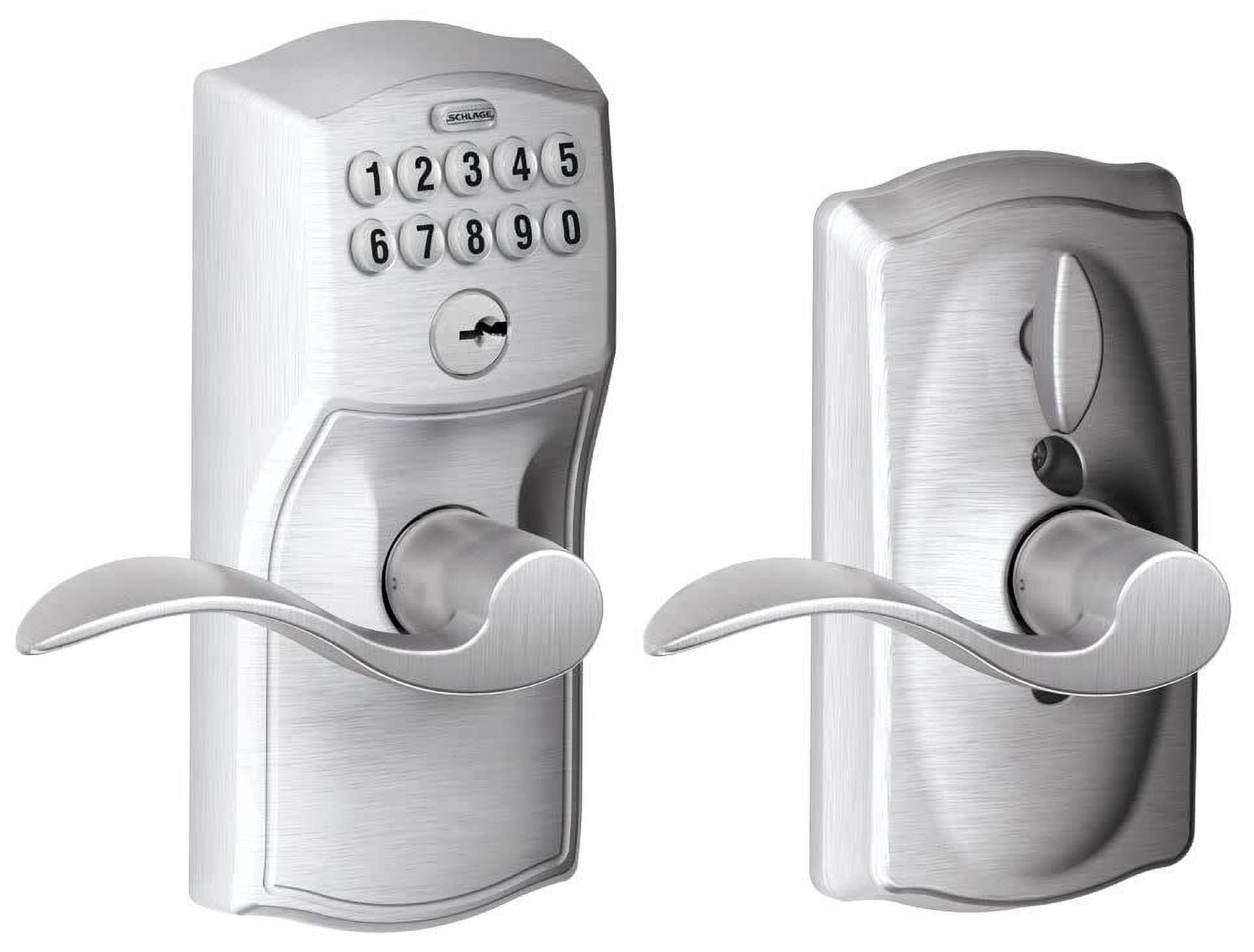 Satin Chrome Camelot Keypad Entry Door Lever