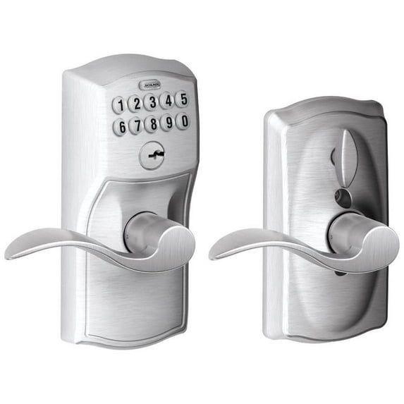 Schlage FE595 CAM ACC 626 Camelot X Accent Lever Keypad Entry Flex-Lock - Satin Chrome