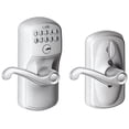 thumbnail image 1 of Schlage FE595 PLY 626 FLA Plymouth Keypad Entry with Flex-Lock and Flair Style Levers, Brushed Chrome, 1 of 7