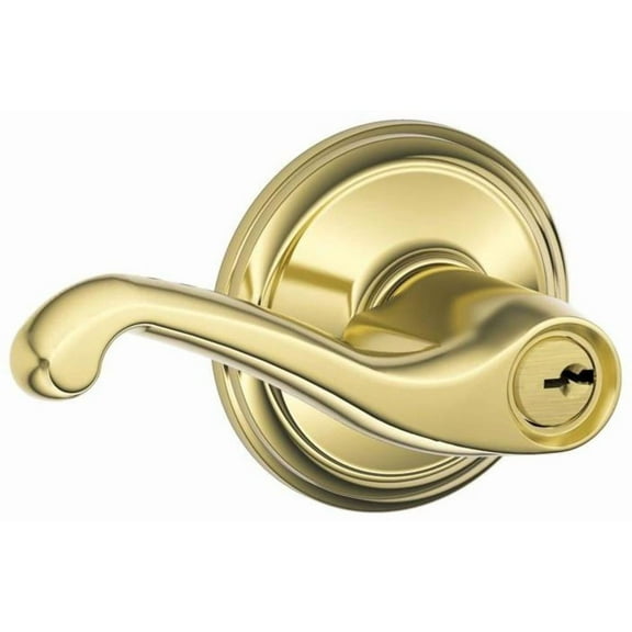 Schlage Lock F51A FLA 605 KA4 Brass Flair Entry Lockset