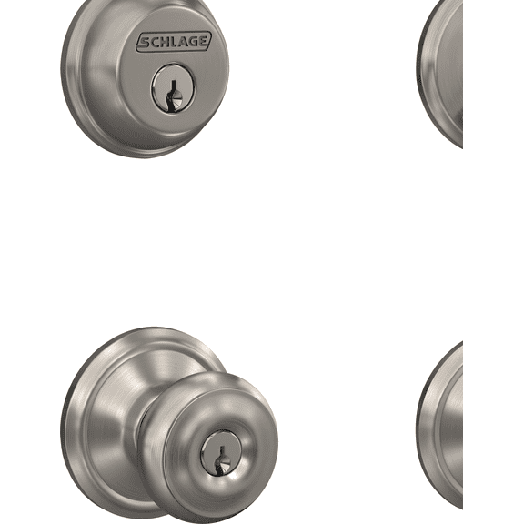 Schlage Georgian Deadbolt & Keyed Entry Door Knob Combo Lockset - Pack of 4  Construction & DIY Use, Standard Hardware Spec