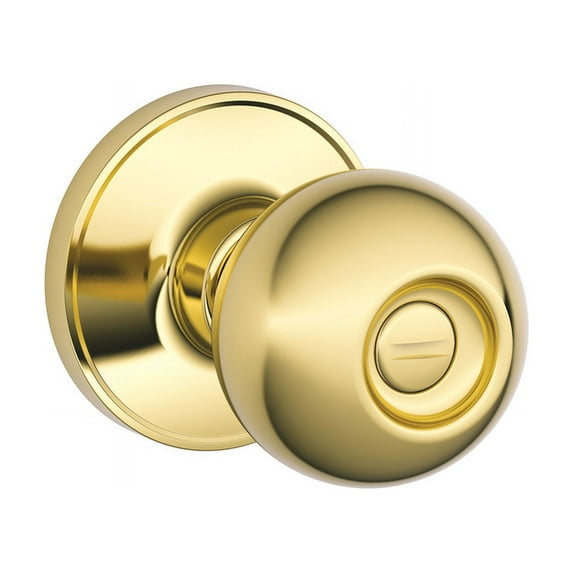 Schlage-J40VCNA605 Bright Brass Finished Bed And Bath Privacy Corona Style Door Knob