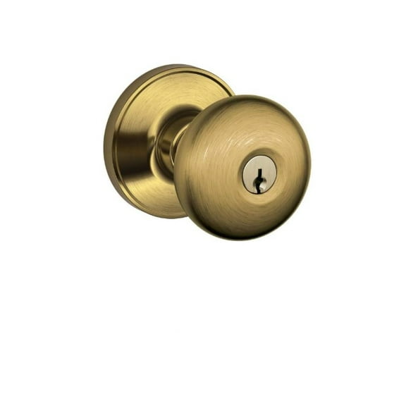 Schlage J54 Str 609 Stratus Single Cylinder Keyed Entry Door Knob Set Antique Brass