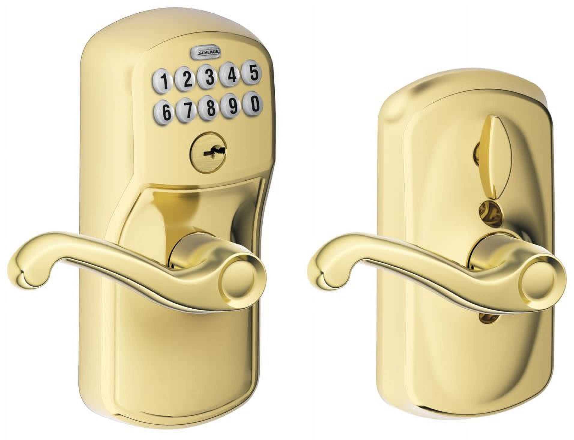Schlage Keypad Entry Flex Lock Plymouth Flair Adjustable Backset Brass