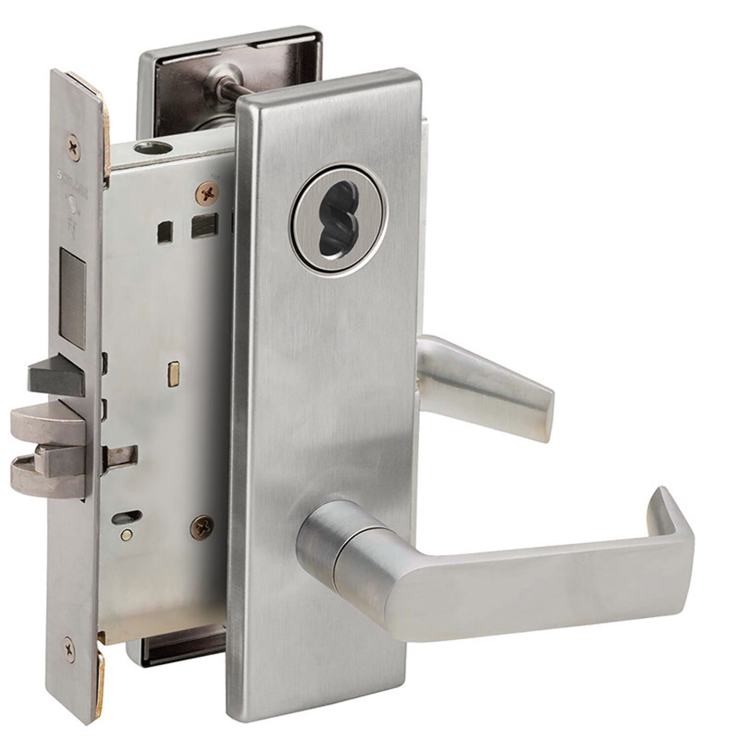Schlage L9453B 06N 626 Entrance Mortise Lock with Deadbolt 06N Design SFIC Prep Less Core Satin Chrome