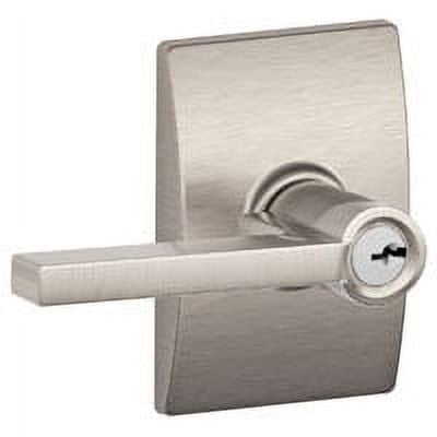 Schlage Latitude F51A VLAT619CEN Entry Lever Lockset with Century Trim, Keyed Different Key, 2 Grade, Satin Nickel