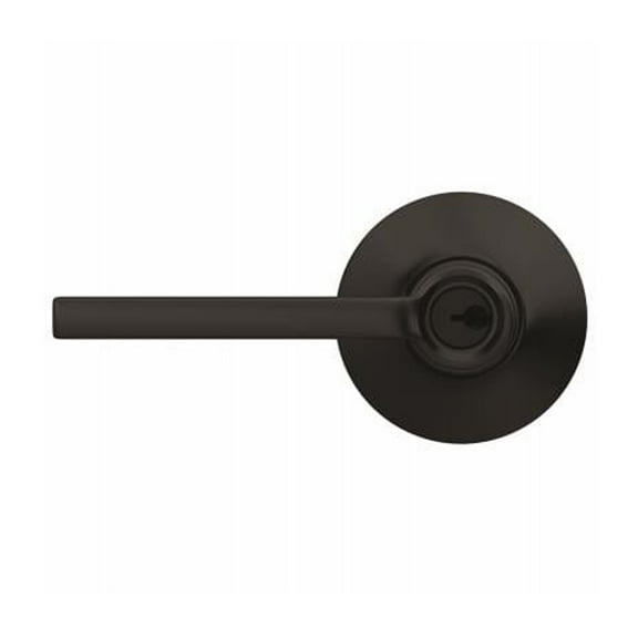 Schlage Latitude Matte Black Entry Lever 1-3/4 in.