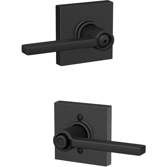 Schlage Latitude Privacy Lever F40LATCOL - Mechanical Lock - Matte Black, Grade 2, Interior — Residential Use, Standard Application
