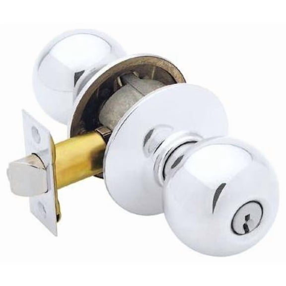 Schlage Lock 043156421299 Orbit Keyed Entry Knob, Bright Chrome