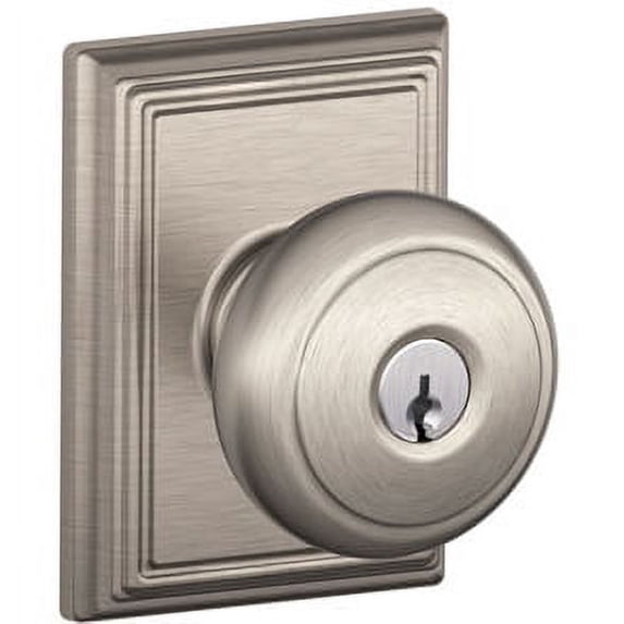 Schlage Lock Company F51AAND619ADD F51A Andover 619 ADD Addison Deco Rose Entry Door Lock Satin Nickel