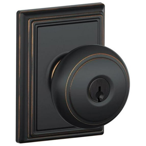 Schlage Lock Company F51AAND716ADD F51A Andover 716 ADD Addison Deco Rose Entry Door Lock Aged Bronze