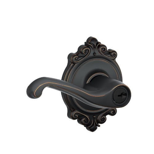 Schlage Lock Company F51AFLA716BRK F51A Flair 716 BRK Brookshire Deco Rose Entry Door Lock Aged Bronze