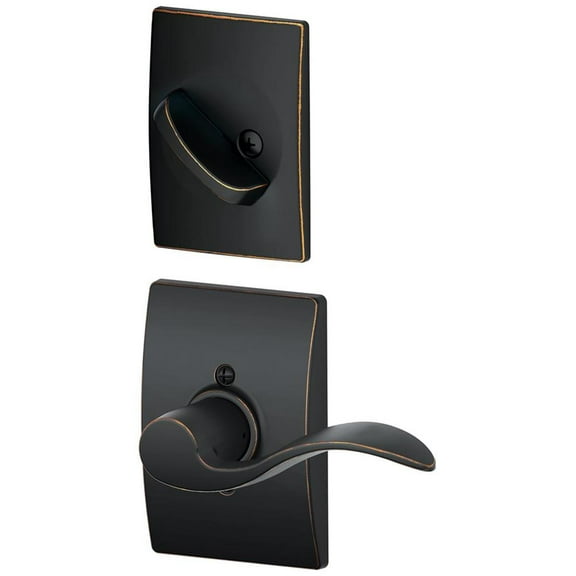 Schlage Lock Company F59-ACC-CEN-LH Accent Left Handed Interior Pack Lever Set with Single Cy, Aged Bronze