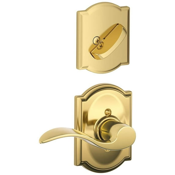Schlage Lock Company F59ACC605CAMRH Accent Right Handed Interior Pack Lever Set with Single C, Polished Brass