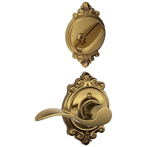 Schlage Lock Company F59ACC609BRKRH Accent Right Handed Interior Pack Lever Set with Single C, Antique Brass