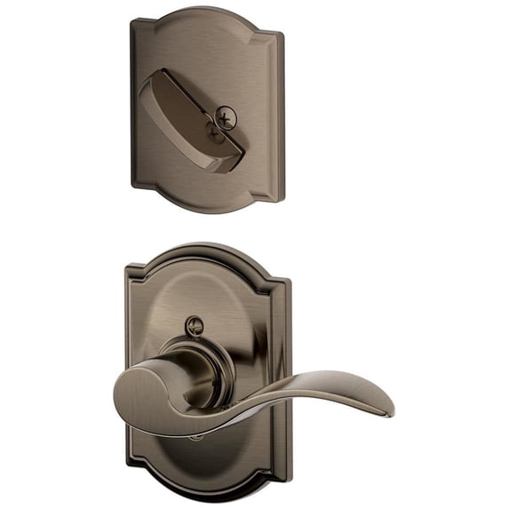 Schlage Lock Company F59ACC620CAMLH Accent Left Handed Interior Pack Lever Set with Single Cy, Antique Pewter