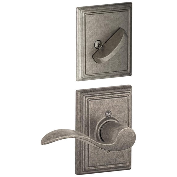 Schlage Lock Company F59ACC621ADDRH Accent Right Handed Interior Pack Lever Set with Single C, Distressed Nickel (Interi