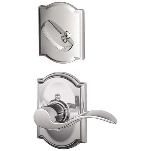 Schlage Lock Company F59ACC625CAMLH Accent Left Handed Interior Pack Lever Set with Single Cy, Bright Chrome