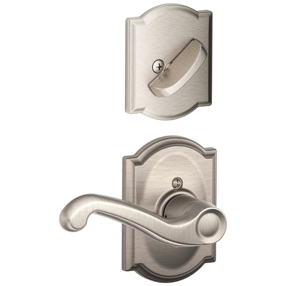 Schlage Lock Company F59FLA619CAMRH Flair Right Handed Interior Pack Lever Set with Single Cy, Satin Nickel