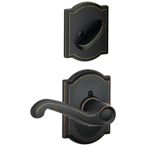 Schlage Lock Company F59FLA716CAMRH Flair Right Handed Interior Pack Lever Set with Single Cy, Aged Bronze (Interior Hal