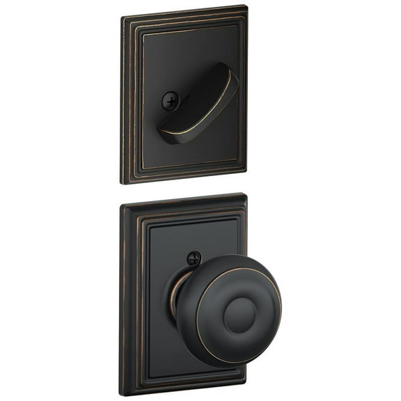 Schlage Lock Company F59GEO716ADD Georgian Interior Pack Knob Set with Single Cylinder Deadbolt, Aged Bronze
