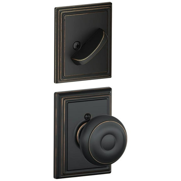 Schlage Lock Company F59GEO716ADD Georgian Interior Pack Knob Set with Single Cylinder Deadbolt, Aged Bronze
