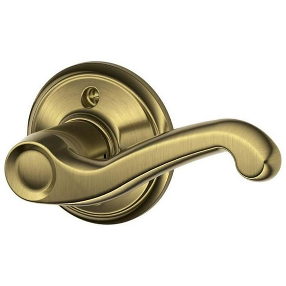 Schlage Lock Company Flair Right Handed Lever Non-Turning Lock, Antique Brass (F170 FLA 609 RH)