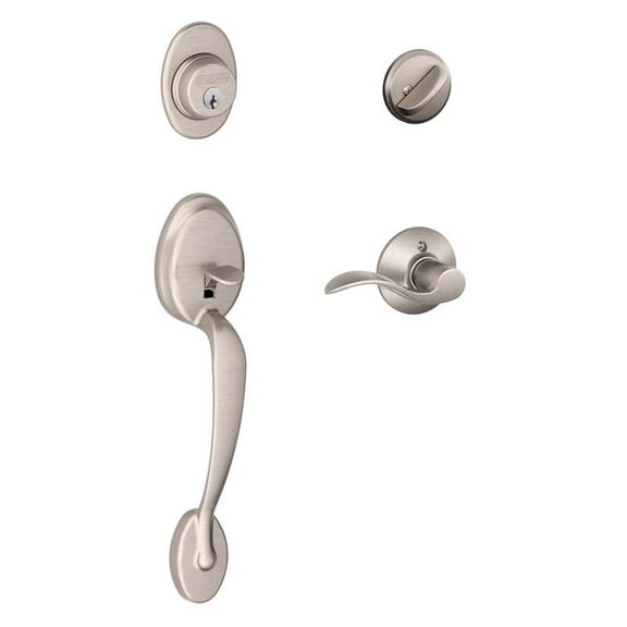 Schlage Plymouth Single Cylinder Handleset and Accent Lever, Satin Nickel (F60 V PLY 619 ACC)