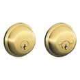 thumbnail image 1 of Schlage Residential B62 605 KA4 Grade 1 Double Cylinder Deadbolt Lock Conventional Cylinder 5 Pins Keyed Alike Group of 4 Dual Option Latch Bright Brass Finish, 1 of 2