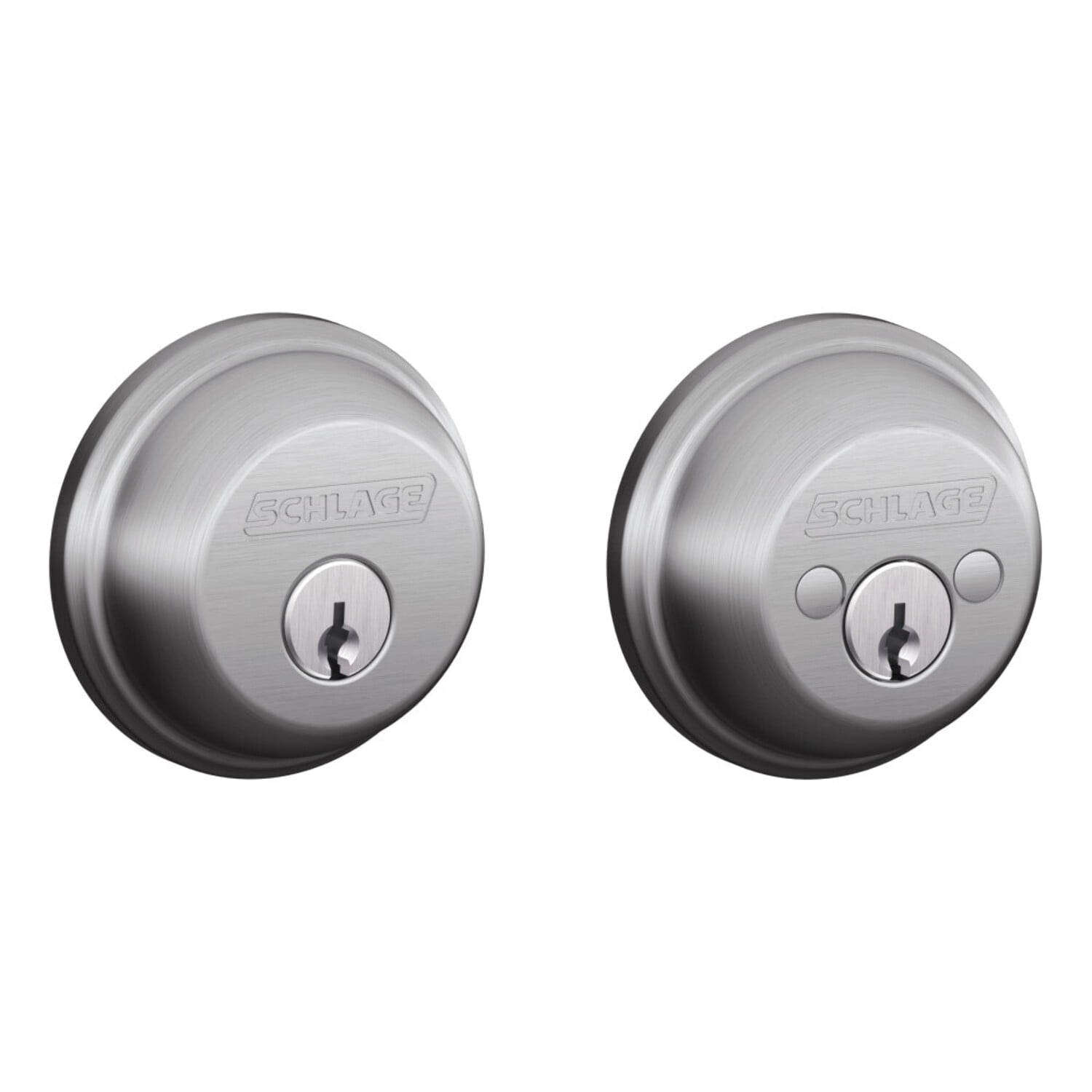 Schlage Residential B62 626 KA4 Grade 1 Double Cylinder Deadbolt Lock Conventional Cylinder 5 Pins Keyed Alike Group of 4 Dual Option Latch Satin Chrome Finish