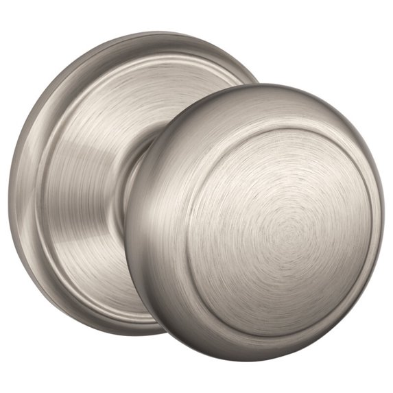 Schlage Residential F10 AND 619 Passage Latch Andover Knob Satin Nickel