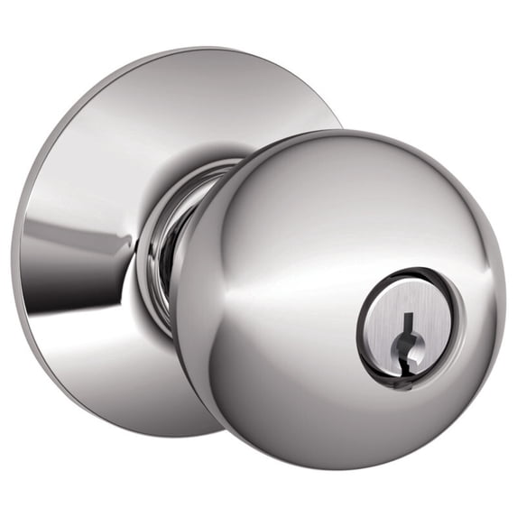 Schlage Residential F51A ORB 625 KD Grade 2 Entry Lock Orbit Knob Conventional Cylinder Keyed Different Bright Chrome Finish Not Handed