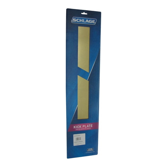 Schlage SC8400PA3-8X34 Kick Plate, 34 in L, 8 in W, Aluminum, Brass