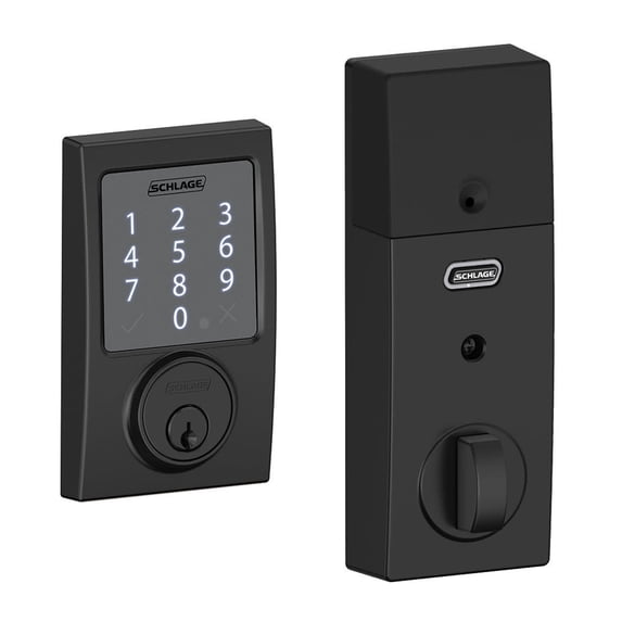 Schlage Sense BE479AA Century - Deadbolt - key, combination - smart lock - 5 pins - touch keypad - Bluetooth - matte black