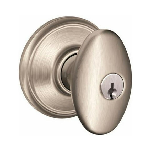 Schlage Siena Series F51A V SIE619 Keyed Entry Lock, Solid Brass, Satin Nickel