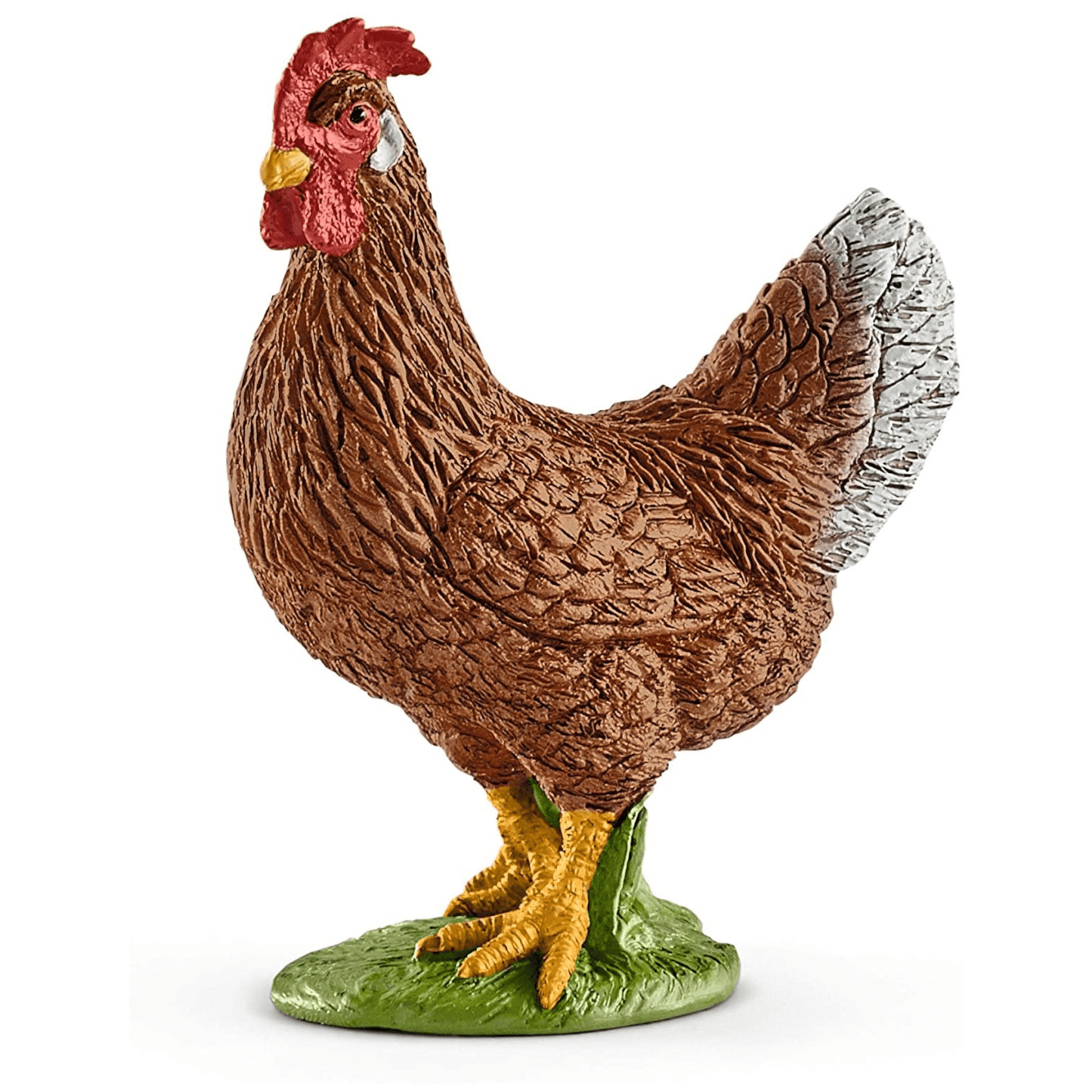 Hand-Painted Brown and Red Hen Toy Figurine